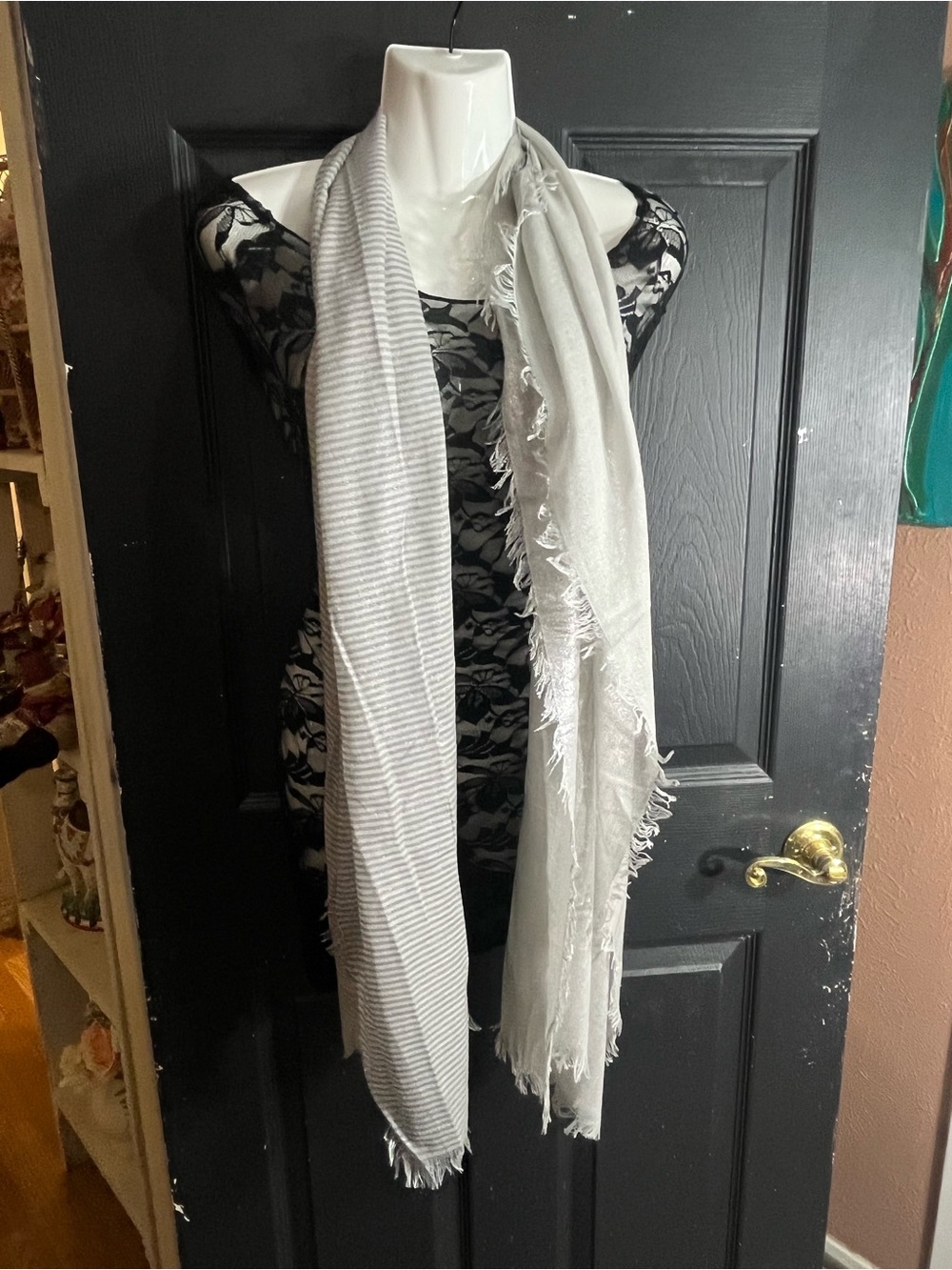 Light Gray Women's Fringe Scarf - Brand Unspecified